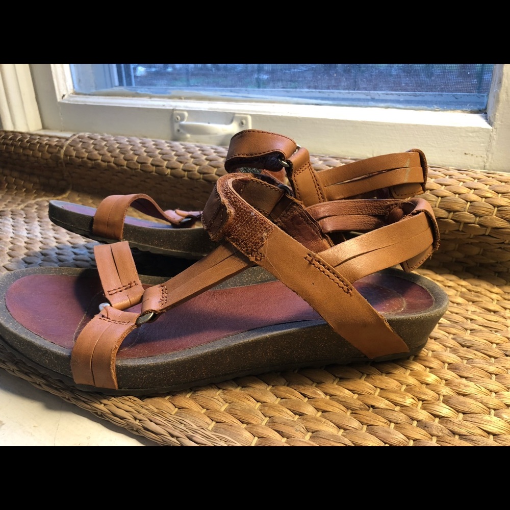 Leather Teva Sandals With Slight Heel